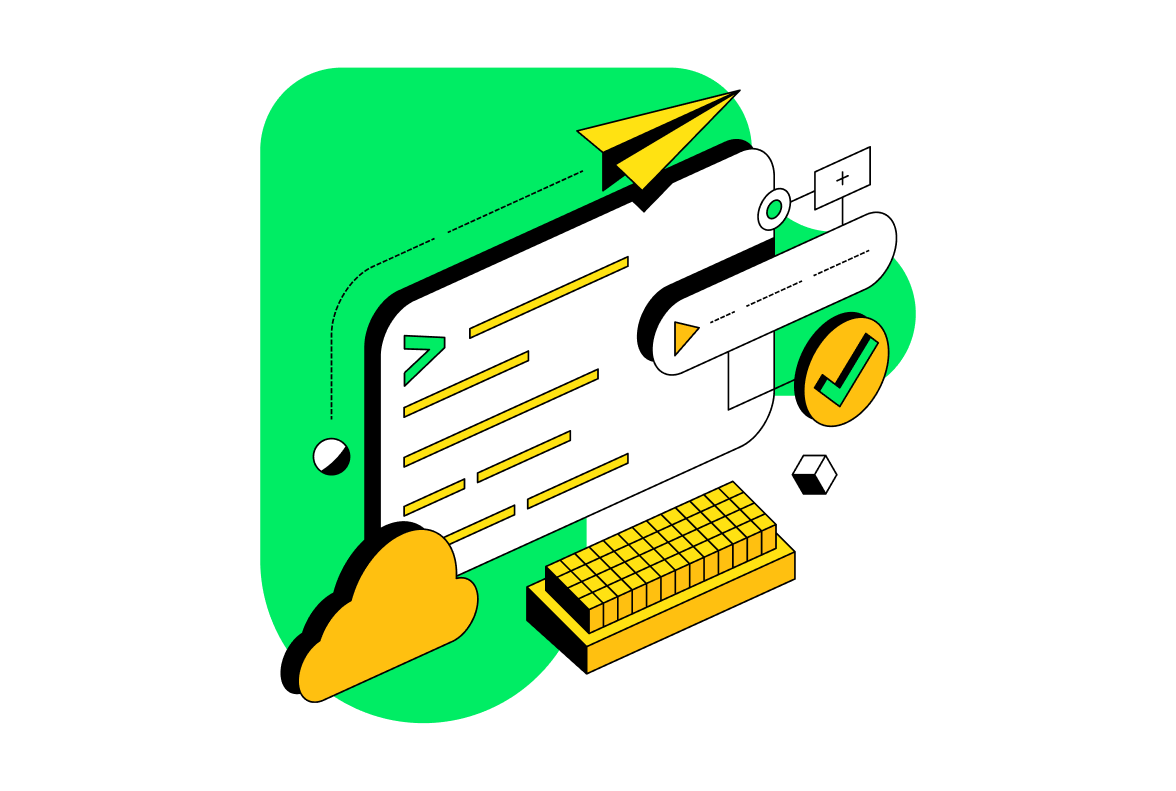 Abstract illustration showing a terminal performing operations