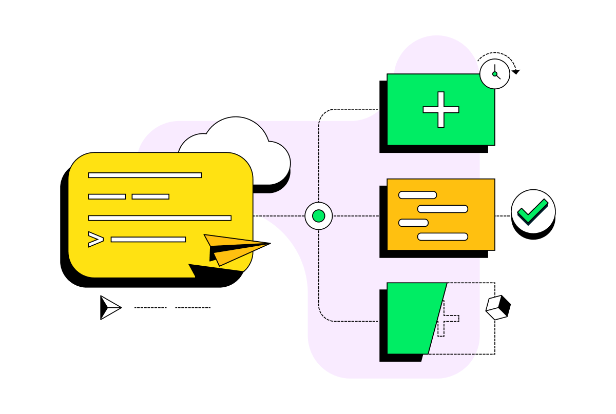 Abstract illustration showing a terminal interacting with different systems