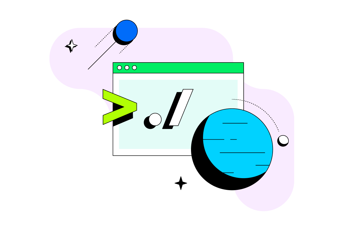 Abstract illustration implying a terminal executing scripts